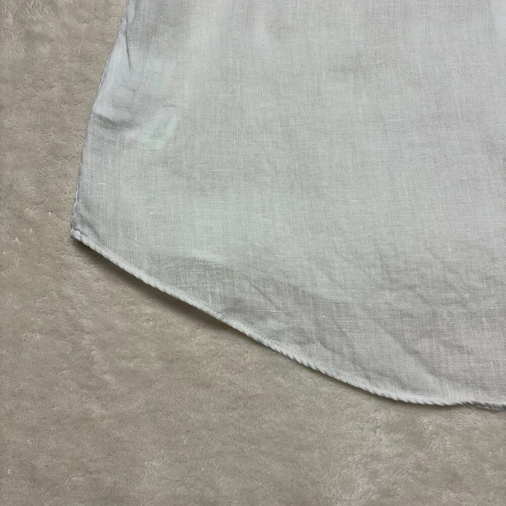 Lilly Pulitzer Womens Briette Button‎ Down Blouse Sz Medium White Vacation Linen